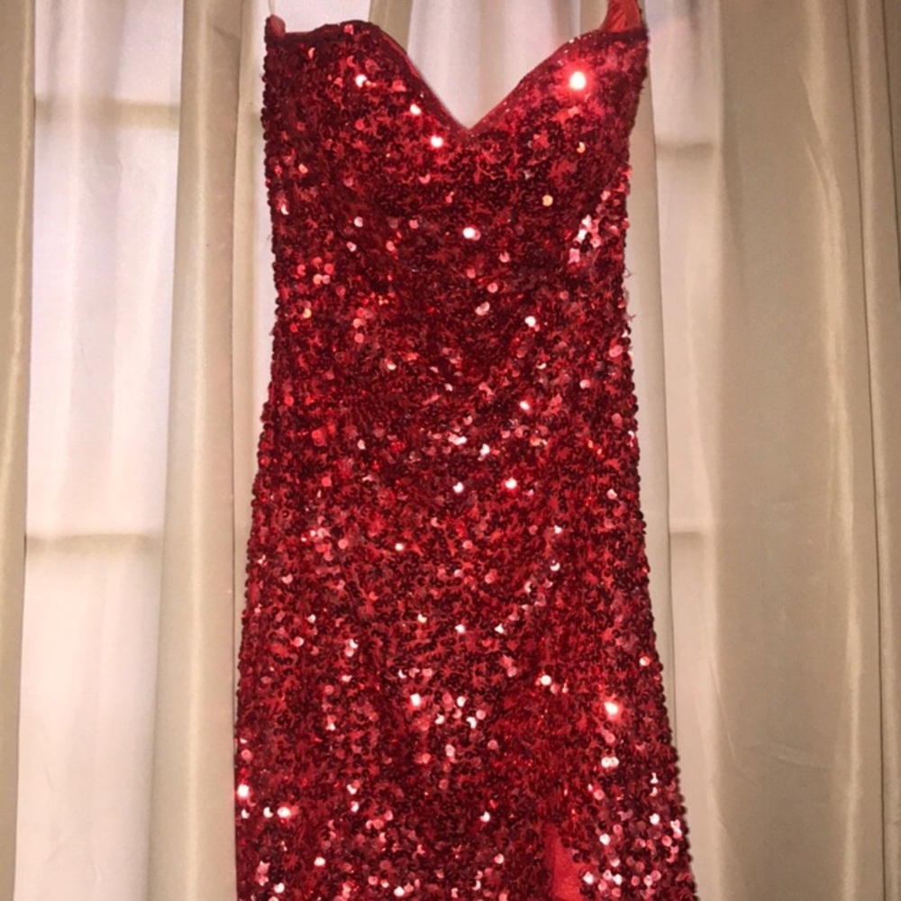 red sequin dress